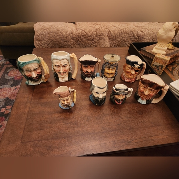 Set Of 9 Royal Doulton Toby Jug Vintage Japanese Bond Ware Characters Pirates - Picture 1 of 15